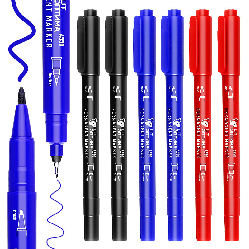 Cross-border double-headed art outlining pen, cross-border marker pen, outlining fine tip outlining pen, signature oil-based signature pen Specification drawing