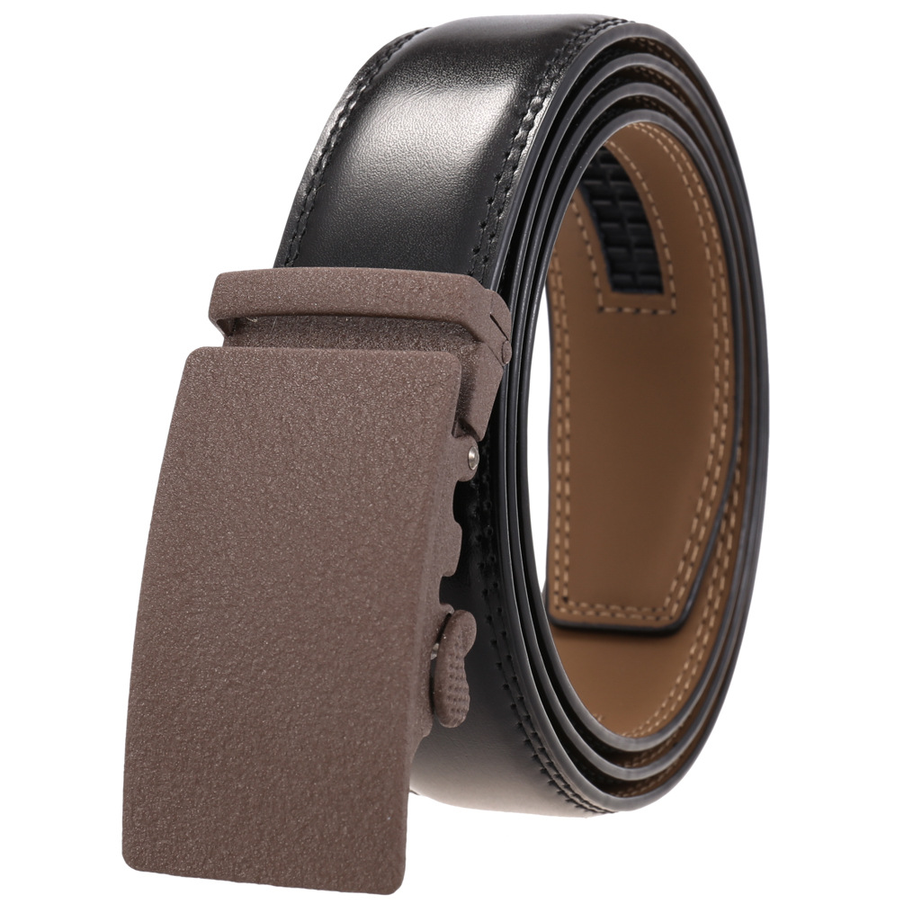 New men's casual business two-layer leather belt with automatic buckle ZD25-0711-2 Specification image