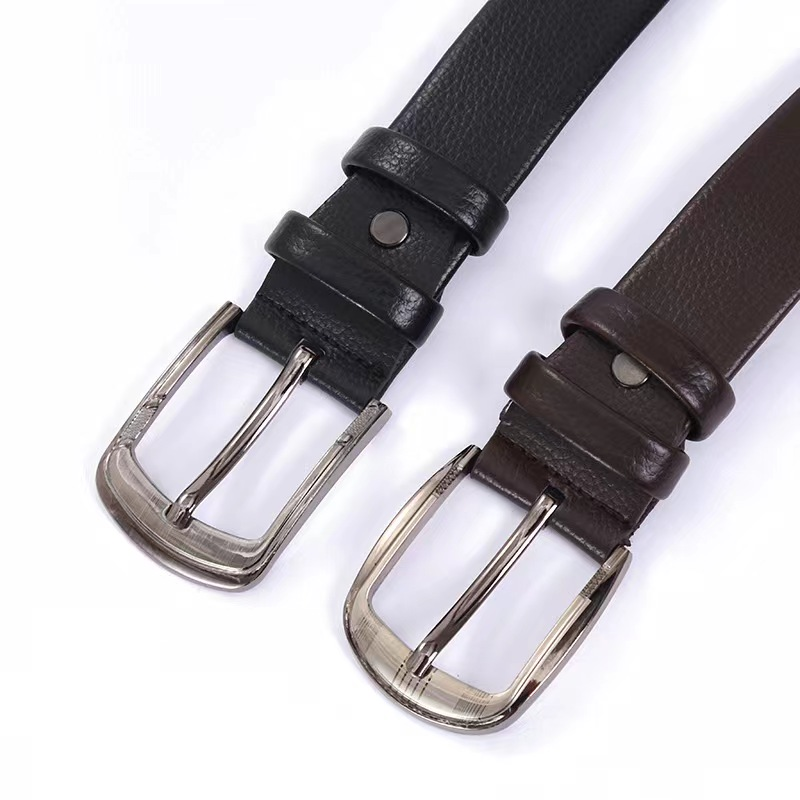 New men's belt with PVC edge and pin buckle, men's belt imitating cowhide, casual and versatile neutral belt