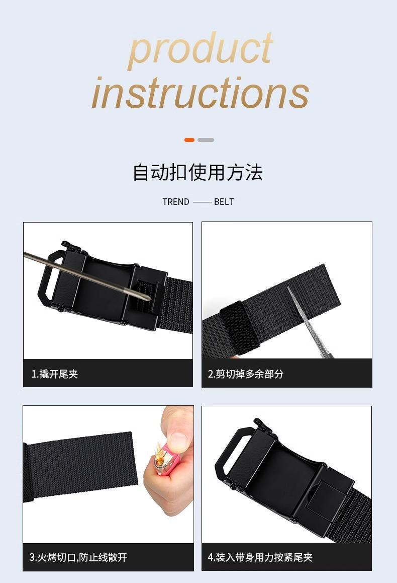 Factory wholesale automatic woven belts, nylon tactical outdoor belts, minimalist and versatile business canvas belts in stock pic 8