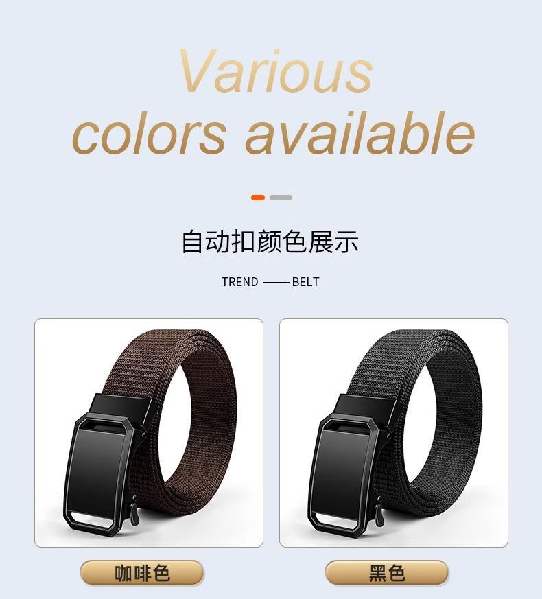 Factory wholesale automatic woven belts, nylon tactical outdoor belts, minimalist and versatile business canvas belts in stock pic 3