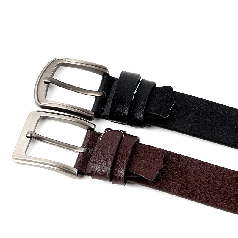 2023新款二层牛皮皮带男士真皮针扣腰带男韩版复古潮裤带中青年