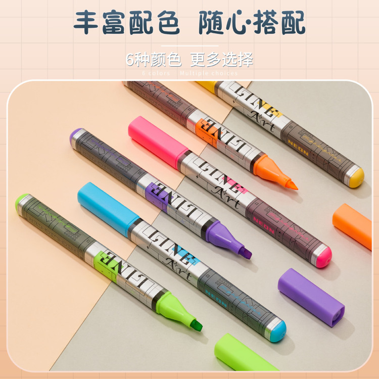 Gray-toned neon highlighter pen for graffiti marking, notebook pen, special marking and drawing pen for office and study Specification drawing