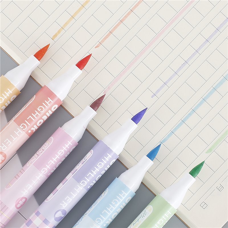 Soft-tipped highlighter, triangular rod grid pattern college, large-capacity single-tipped marker, student-specific highlighter for highlighting key points details Picture