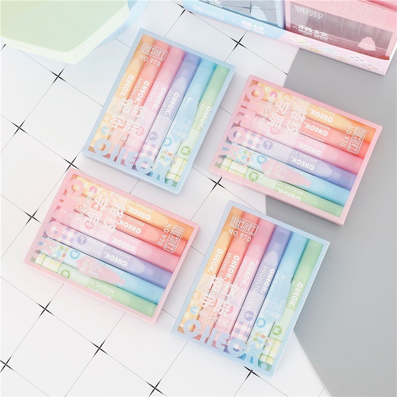 Soft-tipped highlighter, triangular rod grid pattern college, large-capacity single-tipped marker, student-specific highlighter for highlighting key points full figure