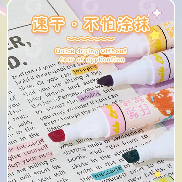 Mark highlighter triangular rod single-head highlighter Worry Escape plan Cartoon color eco-friendly ink quick-drying painting details Picture