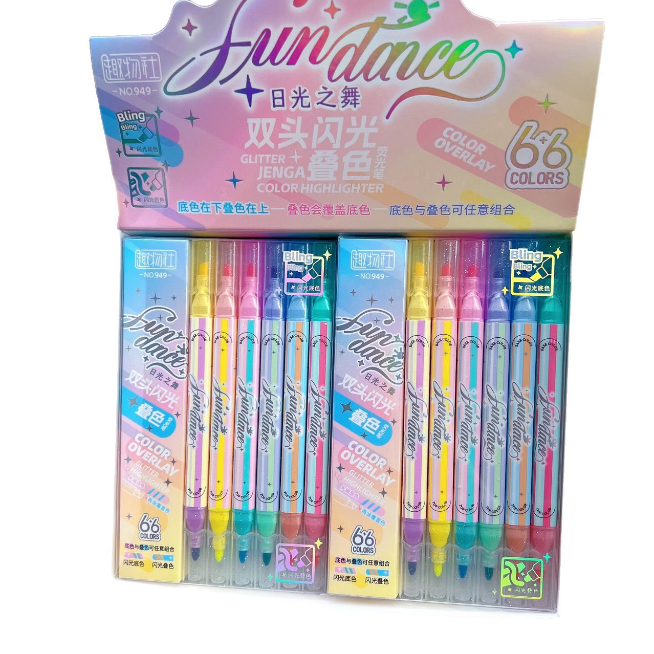 Student double-headed soft eye-protecting flash highlighter pen, stackable color, special key point marking pen for study and office Application Scenario