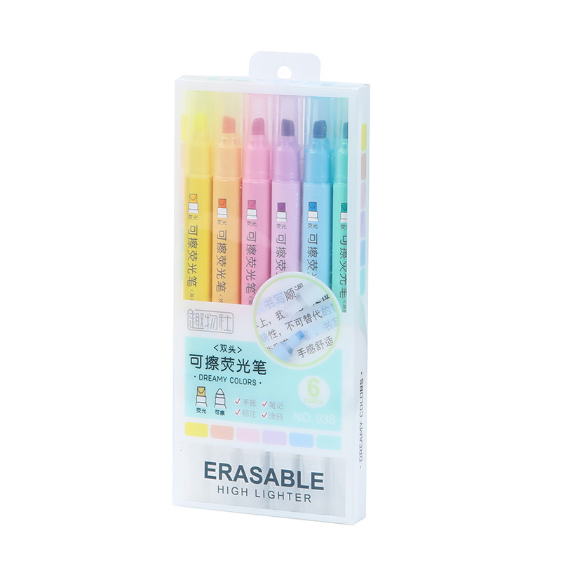 Erasable highlighters, creative colorful doodling notebook pens, PVC set, student key point marking, multi-color highlighters Application Scenario