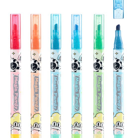 The dual-head color-changing flash highlighter is a multi-functional fluorescent pen specially designed for marking, writing and doodling in the Magic family Application Scenario