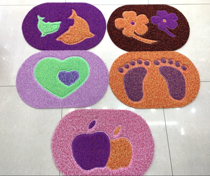 Red Sun Carpet PVC mesh base two-color English welcome floor mat, embossed wire circle floor mat, Gua sha mat pic 1