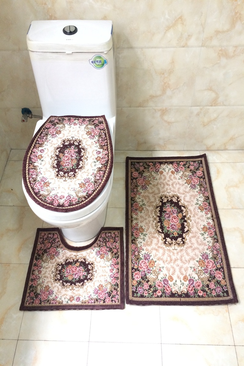 Red Sun Carpet, European-style carpet, floor mat, bathroom three-piece set, toilet three-piece set, factory direct sales Specification image