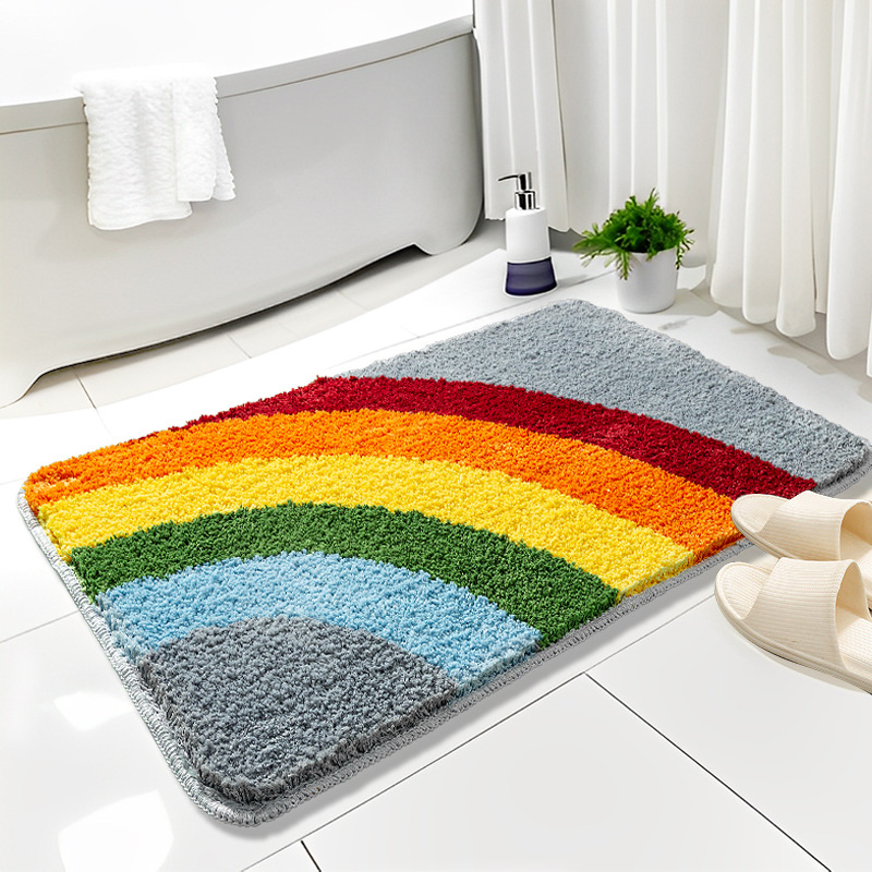 Hongri Carpet Home tufted carpet, flocked rainbow bathroom door mat, absorbent pad, thickened anti-slip pad Item Picture