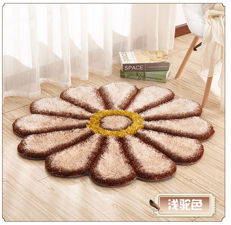 Thickened 3D sunflower mat, simple carpet, bedroom and living room bedside mat, round floor mat, computer chair mat, floor mat pic 19