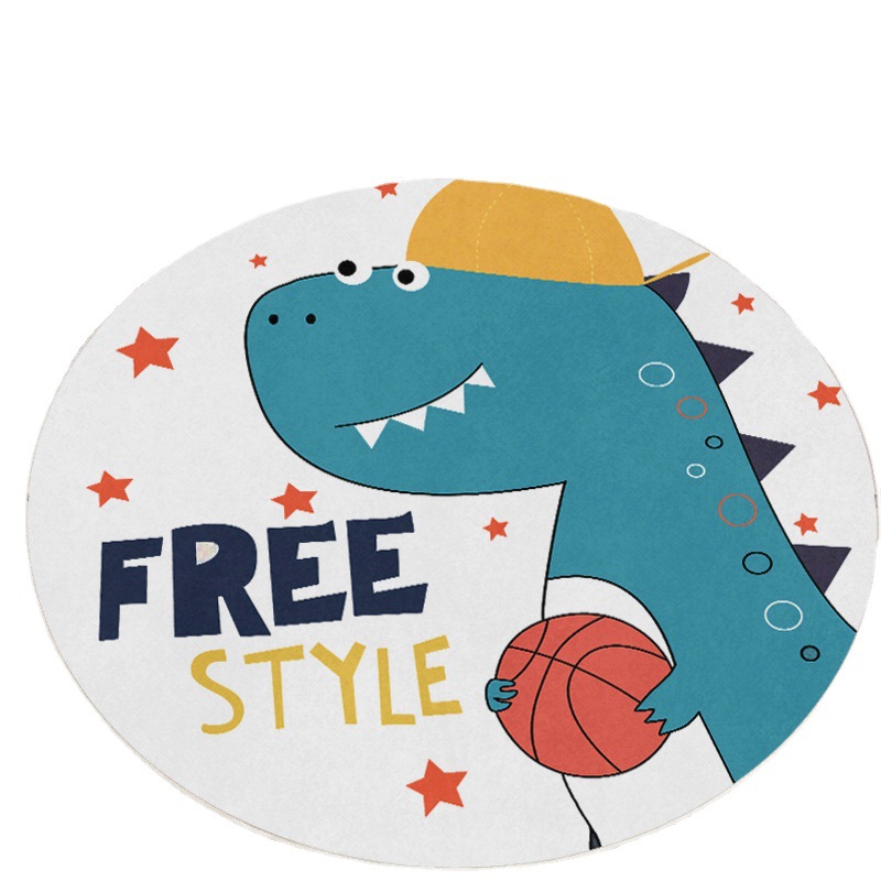 Hongri Li cartoon carpet, cute little dinosaur imitation cashmere thick round floor mat, bedroom room carpet Application Scenario