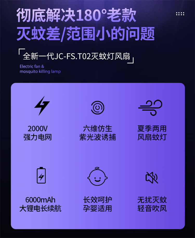 2025新款灭蚊灯电击灭蚊灯风扇二合一户外露营usb蚊子灭蚊器跨境详情4