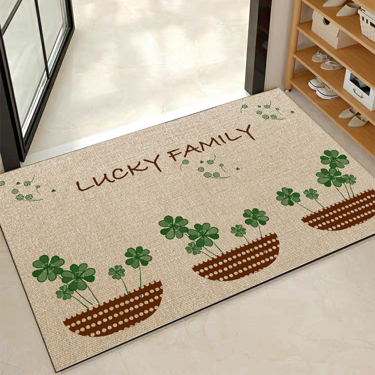 New cross-border linen rubber linen woven mat, washable jute floor mat, green plant kitchen combination foot mat details Picture