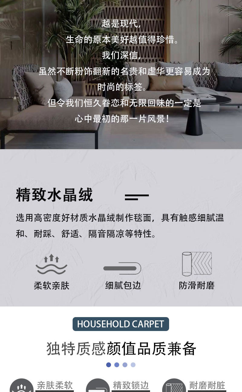 现代简约地毯客厅沙发茶几毯美式轻奢高级家用卧室耐脏不规则地垫详情2