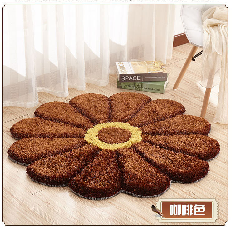 Thickened 3D sunflower mat, simple carpet, bedroom and living room bedside mat, round floor mat, computer chair mat, floor mat pic 7