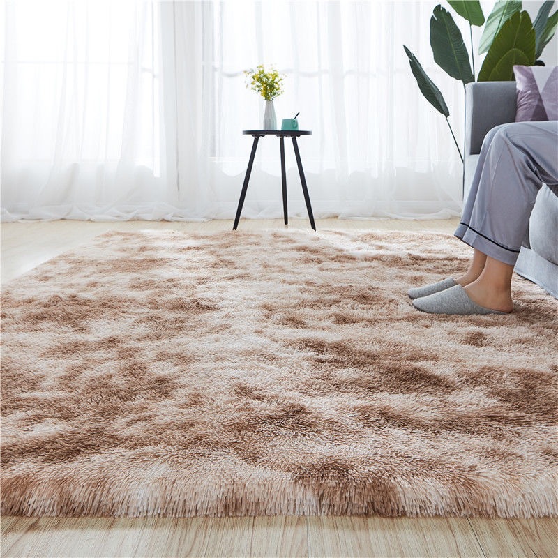 Cross-border exclusive gradient tie-dyed carpets, long-haired living room, bedroom, bedside, coffee table carpets, floor MATS, foot MATS custom wholesale Specification image