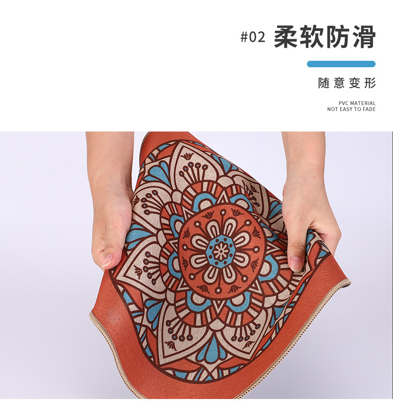 跨境波西米亚风杯垫仿亚麻橡胶底餐垫家用装饰地垫隔热餐桌垫批发详情6