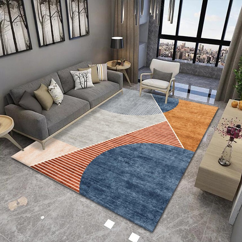 Light luxury geometric line carpet living room coffee table anti-slip mat fully laid, machine washable modern and simple home floor mat
