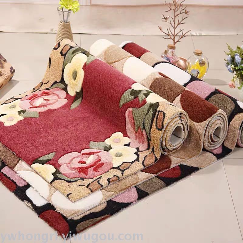 Classic door mat made of crape myrtle ring velvet sheet material with three flowers of 58*38 and stone leopard print anti-slip mat for home door MATS Application Scenario