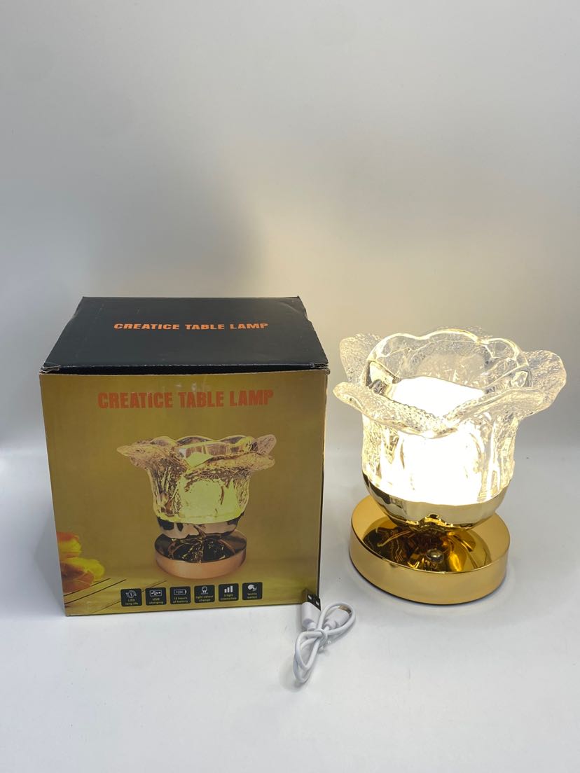 Rechargeable light luxury vase table lamp, cylindrical ambient light, touch metal acrylic bar, bedroom decorative light pic 1