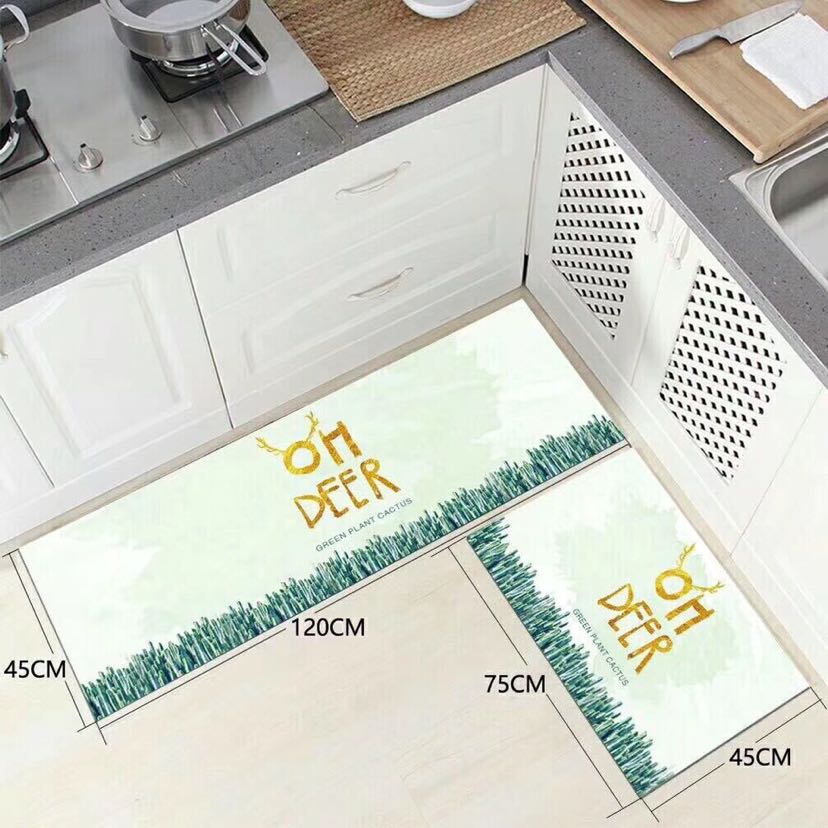 Hongri Li Nordic kitchen long strip anti-stain, waterproof and anti-slip foot mat, printed floor mat and kitchen mat Specification image