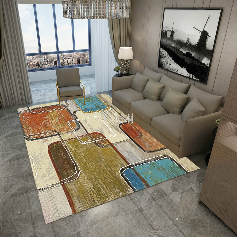 Red Sun Carpet: Simple hotel bedroom rectangular carpet, home soft furnishings, Nordic living room sofa, coffee table, anti-slip carpet Item Picture