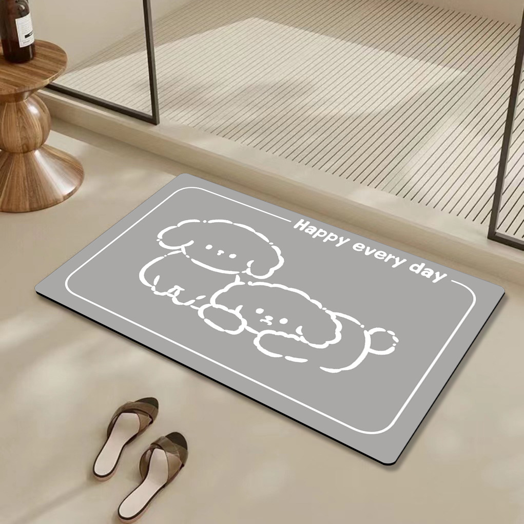 Home cute bear bathroom anti-slip mat, bathroom dirt-resistant doormat, cartoon water-absorbing and quick-drying anti-slip mat details Picture