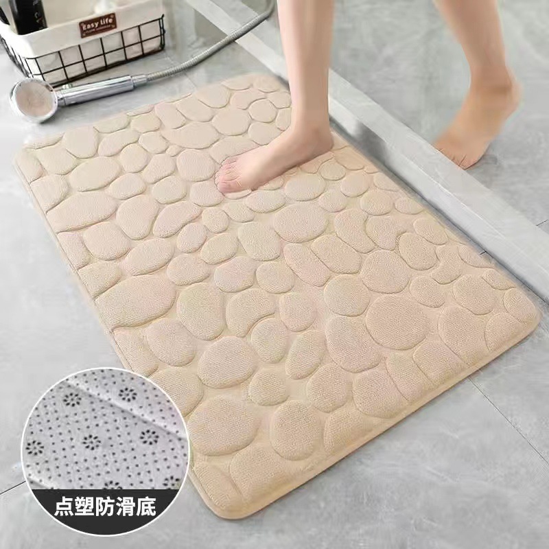 珊瑚绒INS家用卫生间鹅卵石吸水地垫简约慢回弹防滑门垫浴室垫子详情2