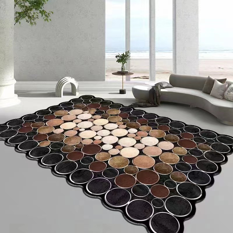 Modern and simple carpet, living room sofa, coffee table, blanket, American light luxury high-end home bedroom, dirt-resistant irregular floor mat details Picture