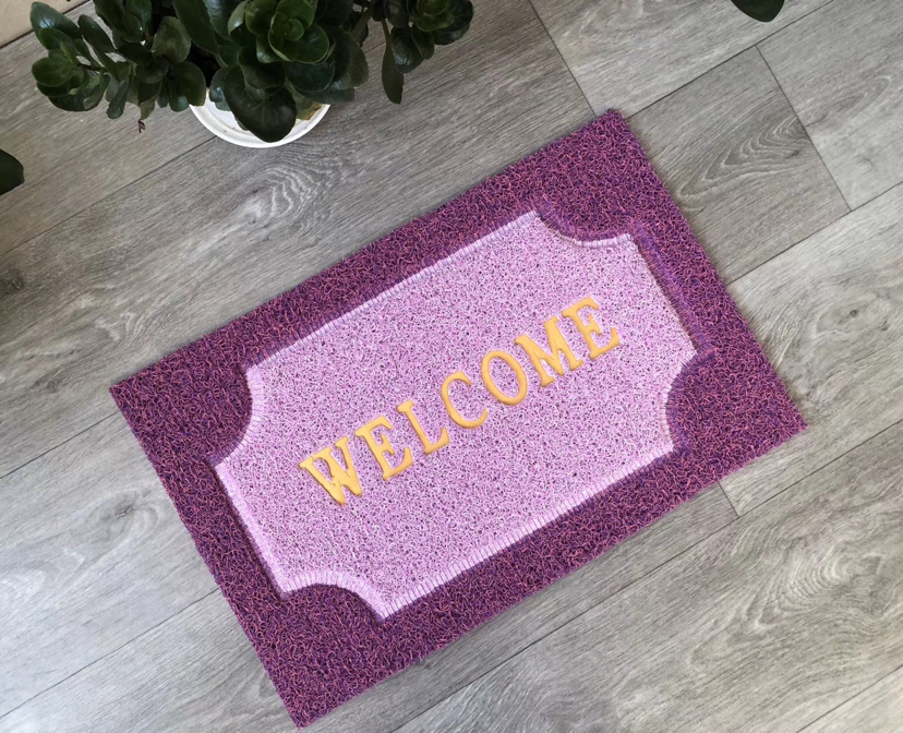 Red Sun Carpet PVC mesh base two-color English welcome floor mat, embossed wire circle floor mat, Gua sha mat pic 7