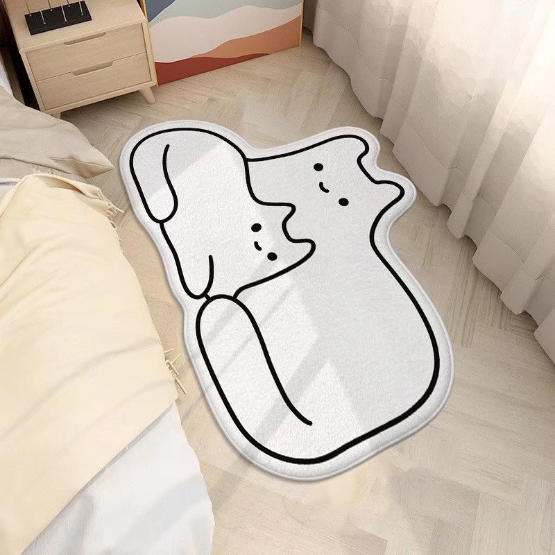 Faux cashmere carpet, bedroom bedside blanket, ins style, irregular-shaped cartoon cat floor mat, anti-slip, wear-resistant and machine-washable floor mat Specification image