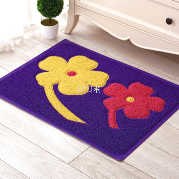 Red Sun Carpet PVC mesh base two-color English welcome floor mat, embossed wire circle floor mat, Gua sha mat Item Picture