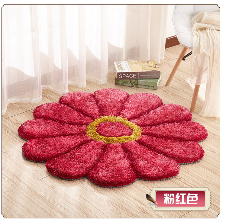 Thickened 3D sunflower mat, simple carpet, bedroom and living room bedside mat, round floor mat, computer chair mat, floor mat pic 15