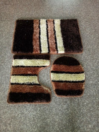 Hongri Korean Silk three-piece set: Soft and comfortable bathroom anti-slip mat, carpet, door mat, absorbent mat