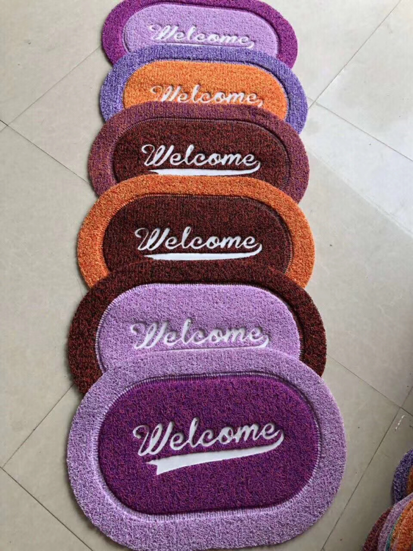 Red Sun Carpet PVC mesh base two-color English welcome floor mat, embossed wire circle floor mat, Gua sha mat Specification image
