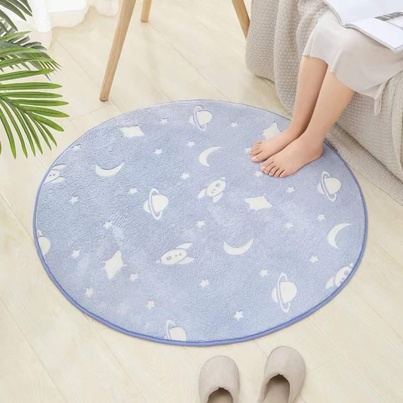 Red Sun carpet, round luminous carpet, living room carpet, modern and simple bedroom bedside carpet, anti-slip mat details Picture