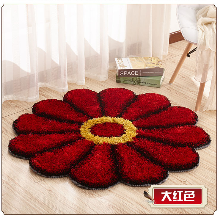Thickened 3D sunflower mat, simple carpet, bedroom and living room bedside mat, round floor mat, computer chair mat, floor mat pic 13