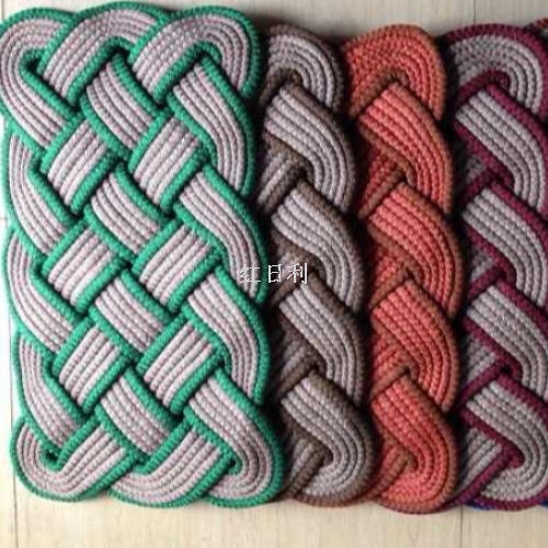 Red Sun Factory Direct sales of green-edge rope strip carpets in rectangular rows. Affordable prices and bright patterns Item Picture