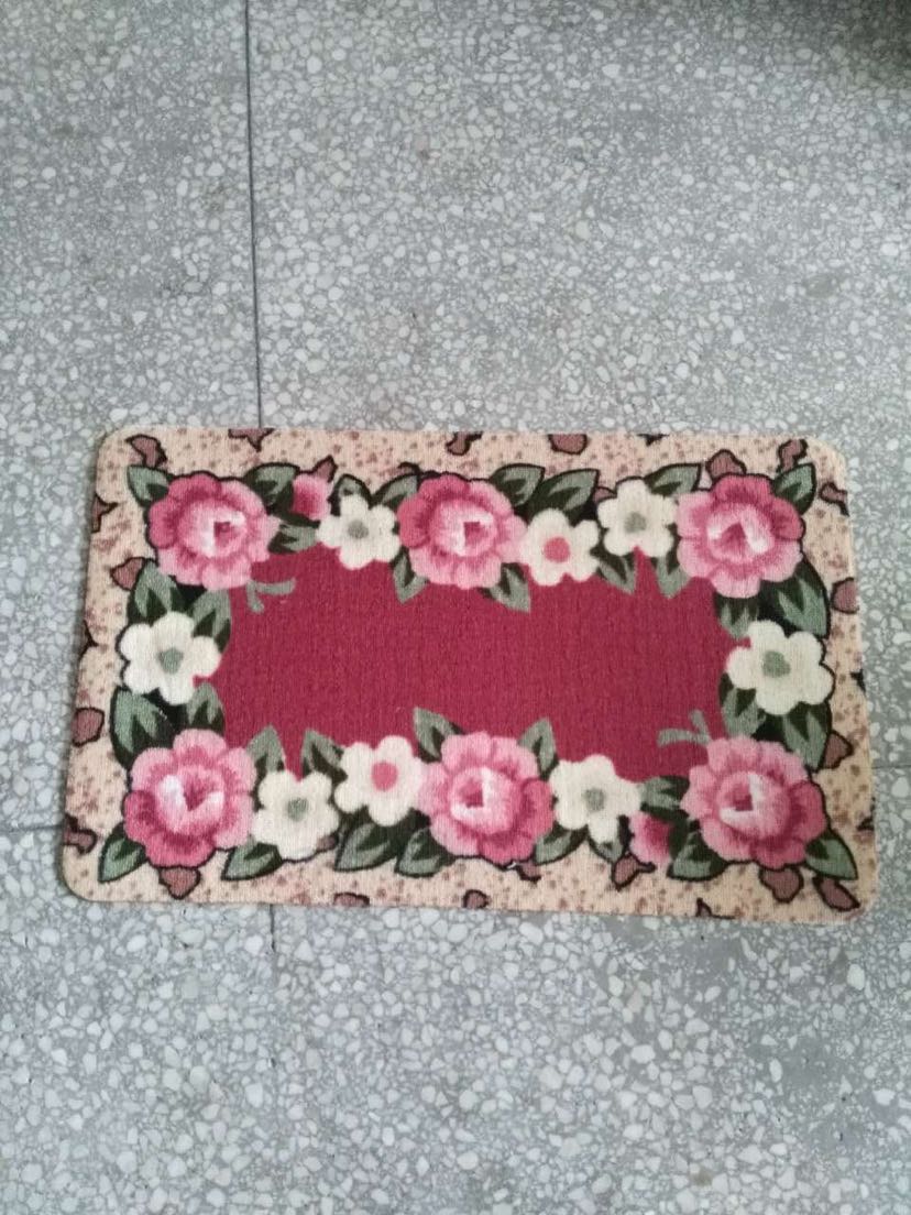 Classic door mat made of crape myrtle ring velvet sheet material with three flowers of 58*38 and stone leopard print anti-slip mat for home door MATS