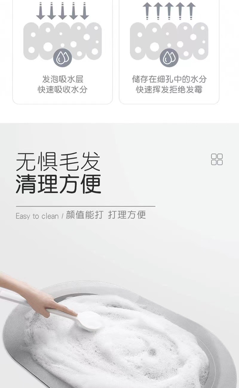 厂家卫生间门口吸水速干浴室防滑垫 家用轻奢厕所脚垫硅藻泥地垫详情5