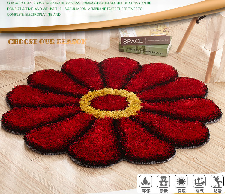 Thickened 3D sunflower mat, simple carpet, bedroom and living room bedside mat, round floor mat, computer chair mat, floor mat pic 1
