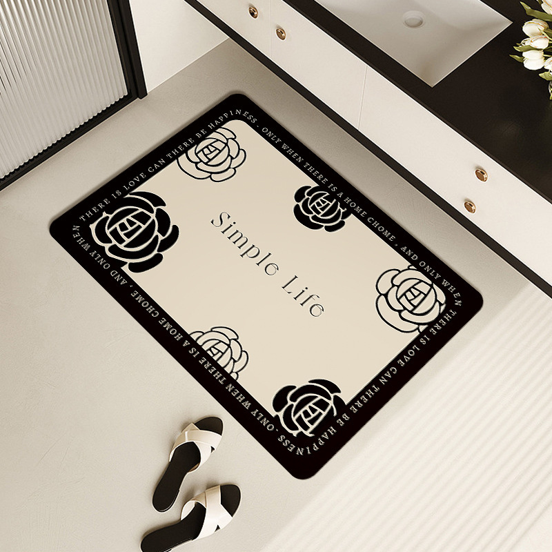 French-style soft diatom mud absorbent floor mat, anti-slip bathroom door mat, toilet foot mat, bathroom door mat