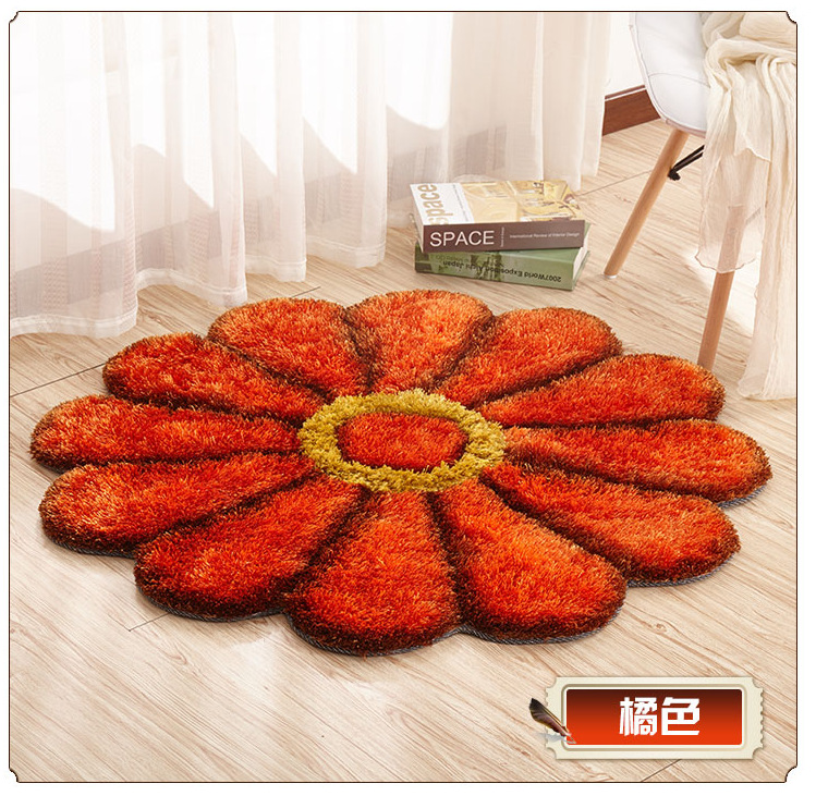 Thickened 3D sunflower mat, simple carpet, bedroom and living room bedside mat, round floor mat, computer chair mat, floor mat pic 11