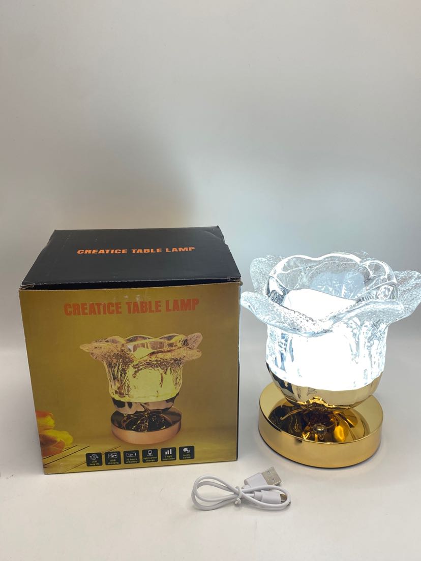 Rechargeable light luxury vase table lamp, cylindrical ambient light, touch metal acrylic bar, bedroom decorative light pic 2