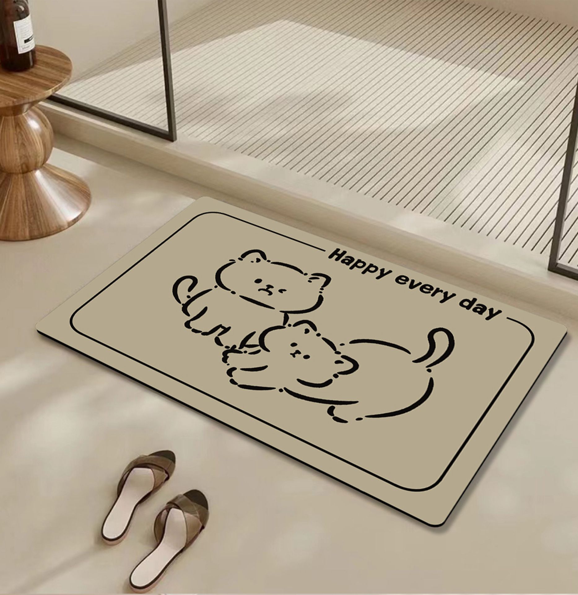 Home cute bear bathroom anti-slip mat, bathroom dirt-resistant doormat, cartoon water-absorbing and quick-drying anti-slip mat pic 13