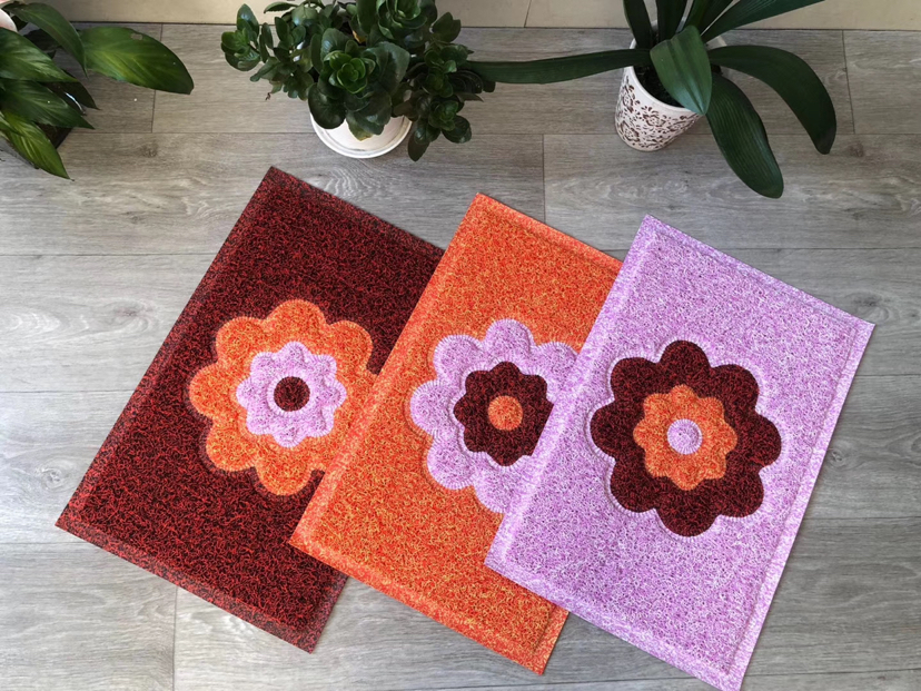 Red Sun Carpet PVC mesh base two-color English welcome floor mat, embossed wire circle floor mat, Gua sha mat pic 6
