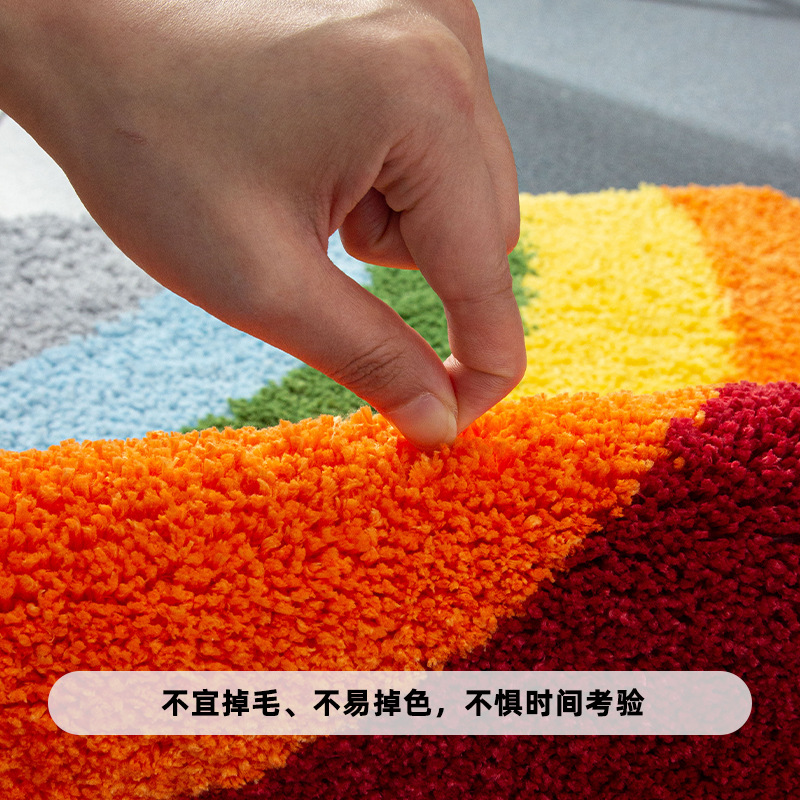 Hongri Carpet Home tufted carpet, flocked rainbow bathroom door mat, absorbent pad, thickened anti-slip pad details Picture